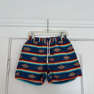 Chubbies Blue and Red Drawstring Shorts with Southwest Pattern
